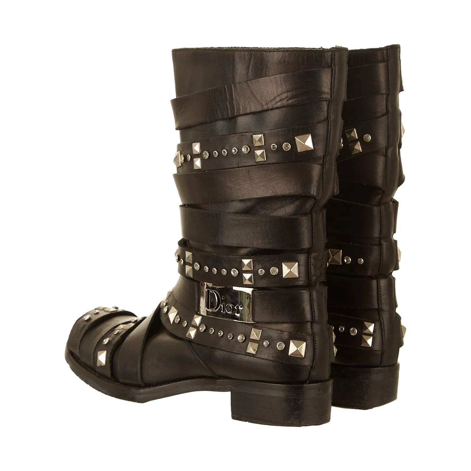 Dior Black Studded Moto Boots