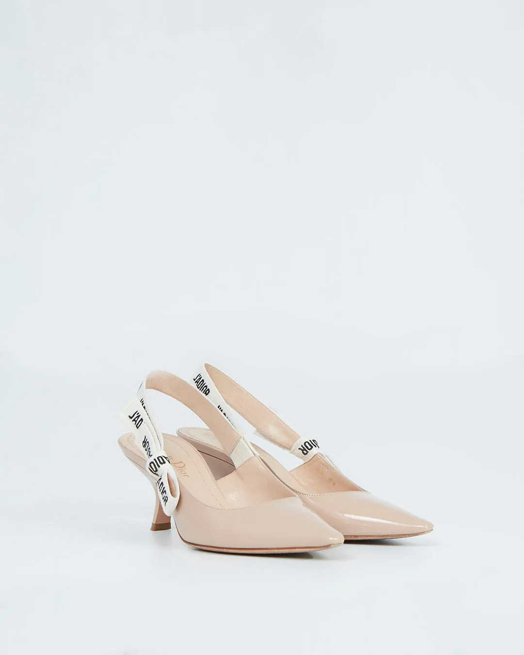 Dior Nude Patent Logo Slingback Kitten Heel - 36