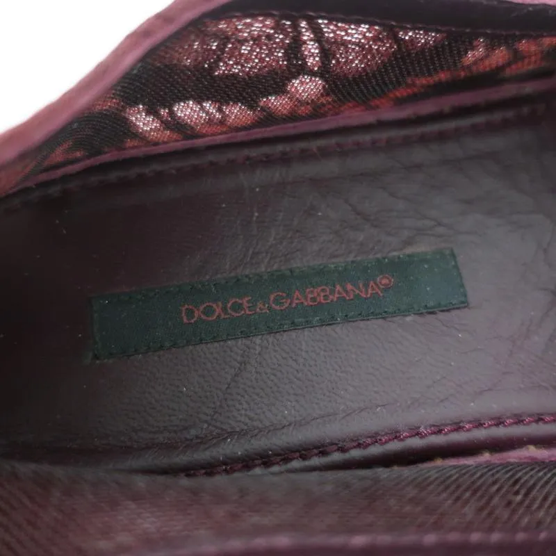 Dolce & Gabbana Crystal-Embellished Lace Espadrilles Bordeaux Size 37