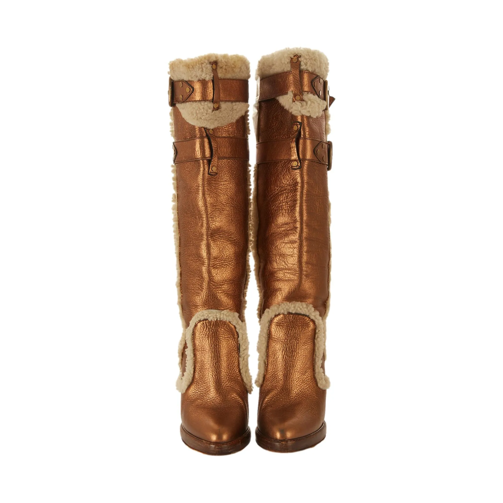 Dolce & Gabbana Gold Shearling Boots