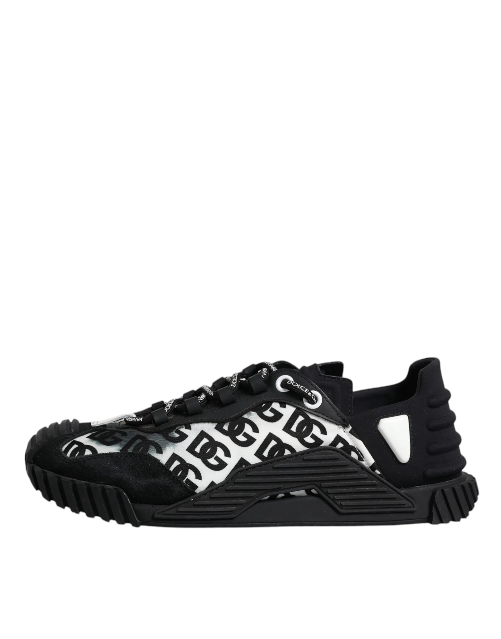 Dolce&Gabbana NS1 Men Black Sneakers Nylon Logo Print Casual Trainer Shoes EU 43