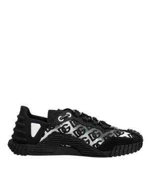 Dolce&Gabbana NS1 Men Black Sneakers Nylon Logo Print Casual Trainer Shoes EU 43