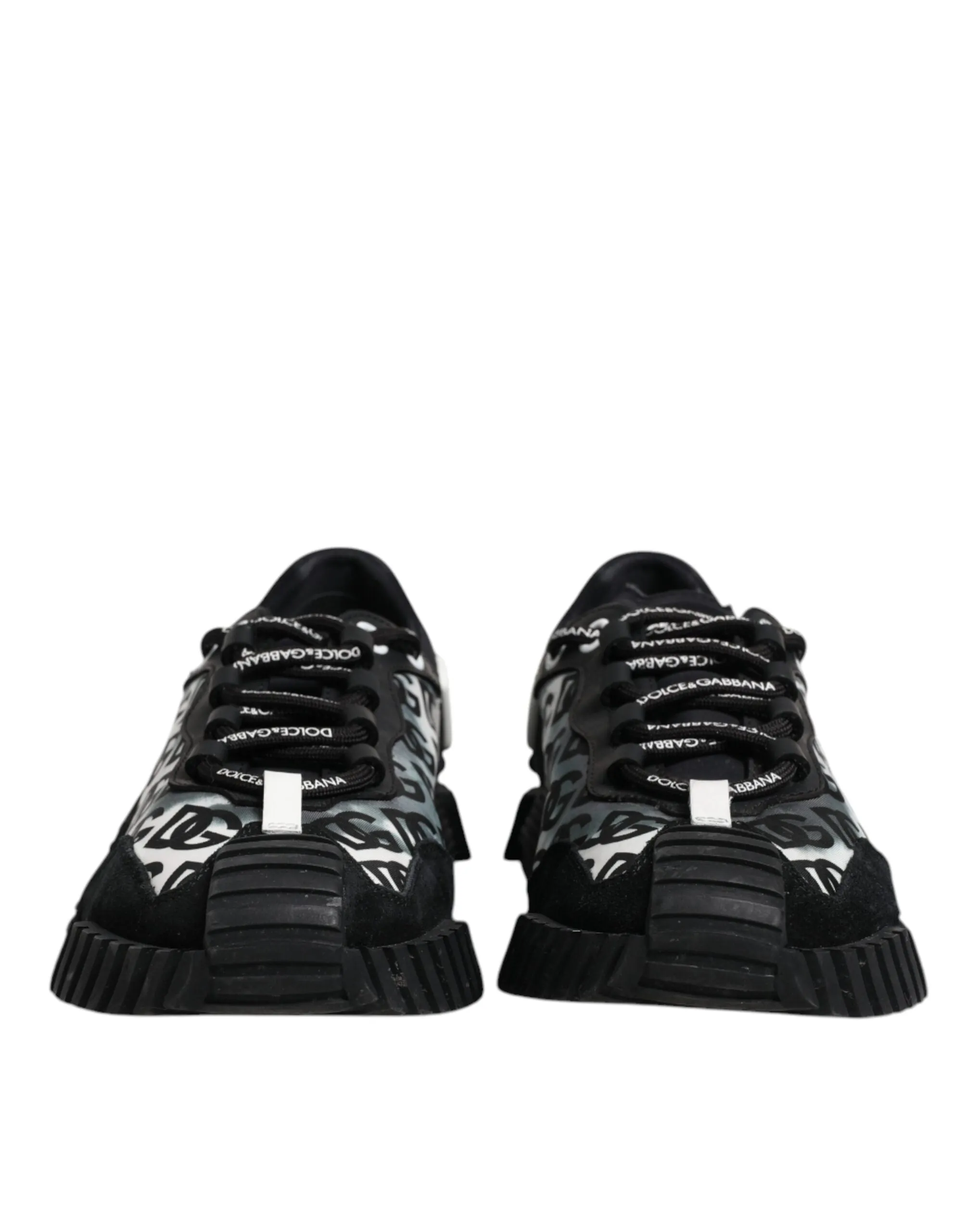 Dolce&Gabbana NS1 Men Black Sneakers Nylon Logo Print Casual Trainer Shoes EU 43
