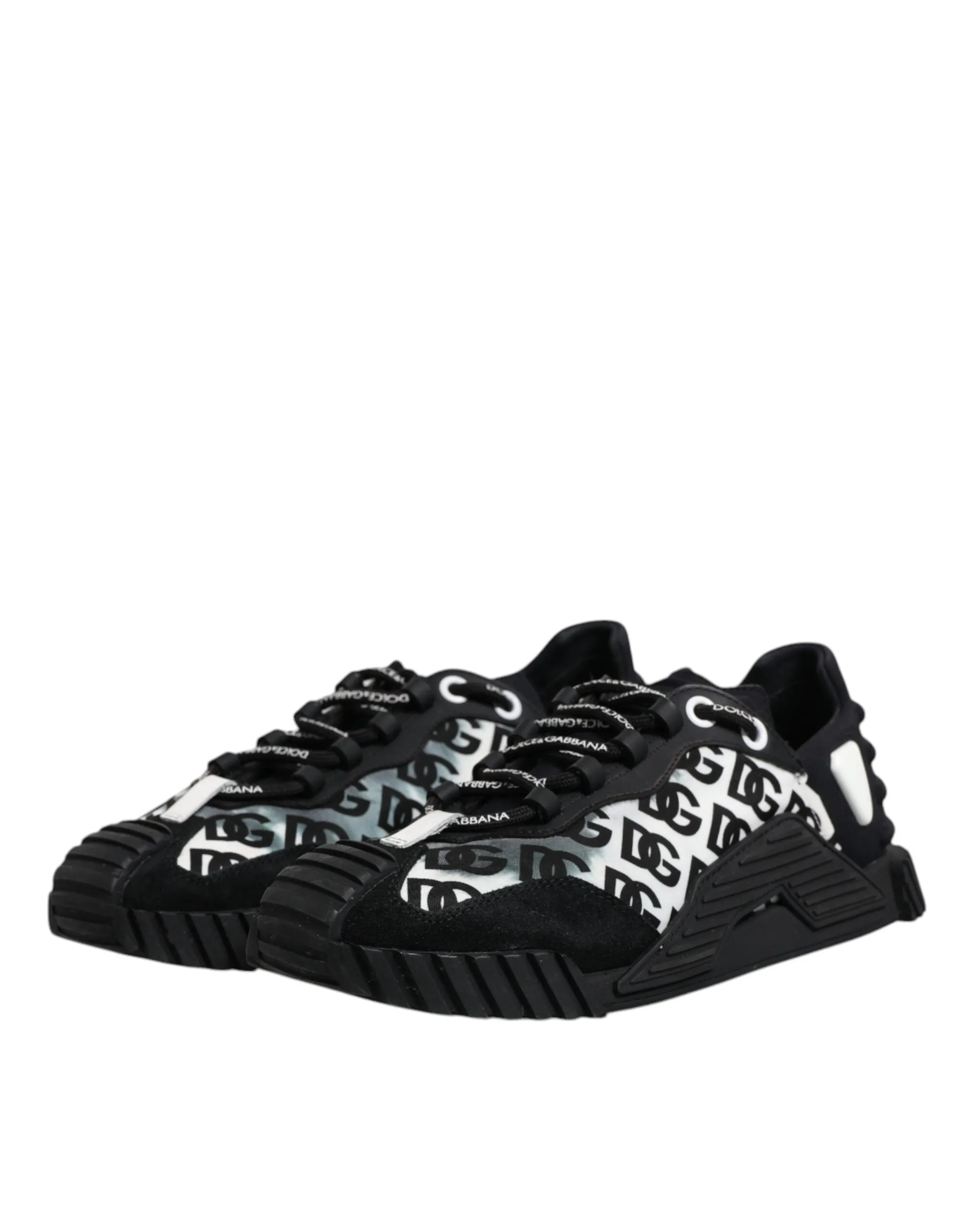 Dolce&Gabbana NS1 Men Black Sneakers Nylon Logo Print Casual Trainer Shoes EU 43