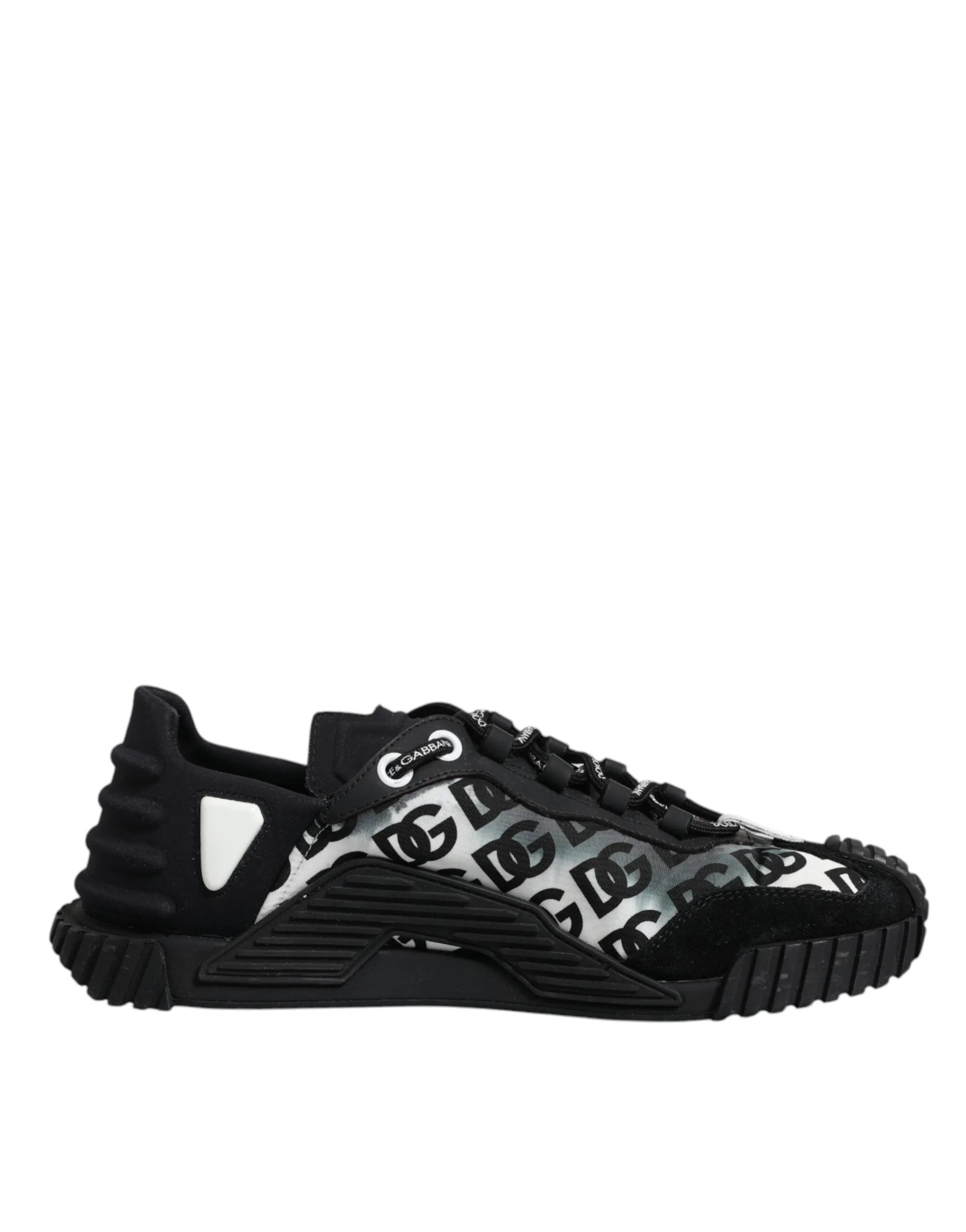 Dolce&Gabbana NS1 Men Black Sneakers Nylon Logo Print Casual Trainer Shoes EU 43