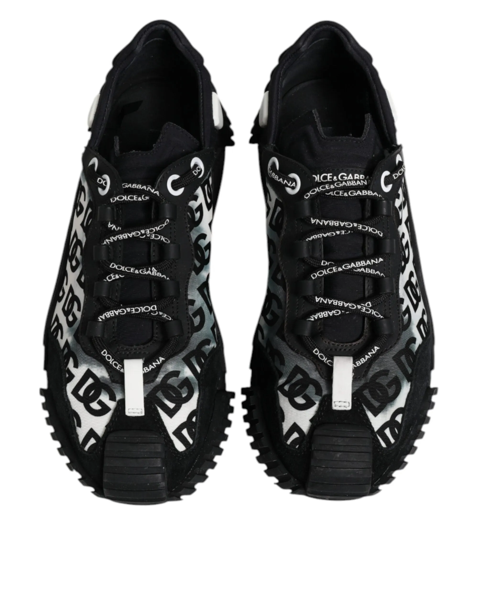 Dolce&Gabbana NS1 Men Black Sneakers Nylon Logo Print Casual Trainer Shoes EU 43
