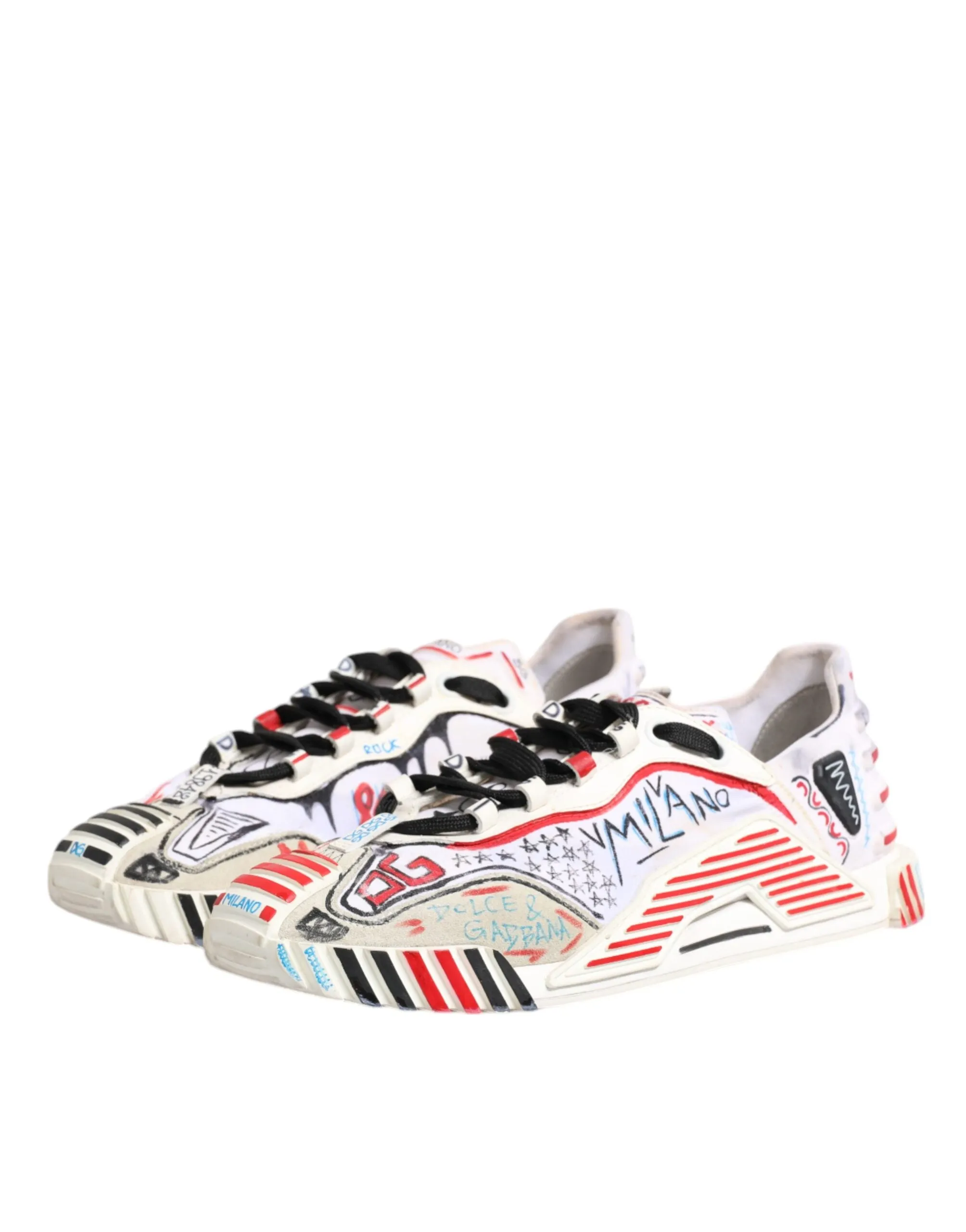 Dolce&Gabbana NS1 Men Multicolor Sneakers Nylon Printed Flat Trainer Shoes EU 41