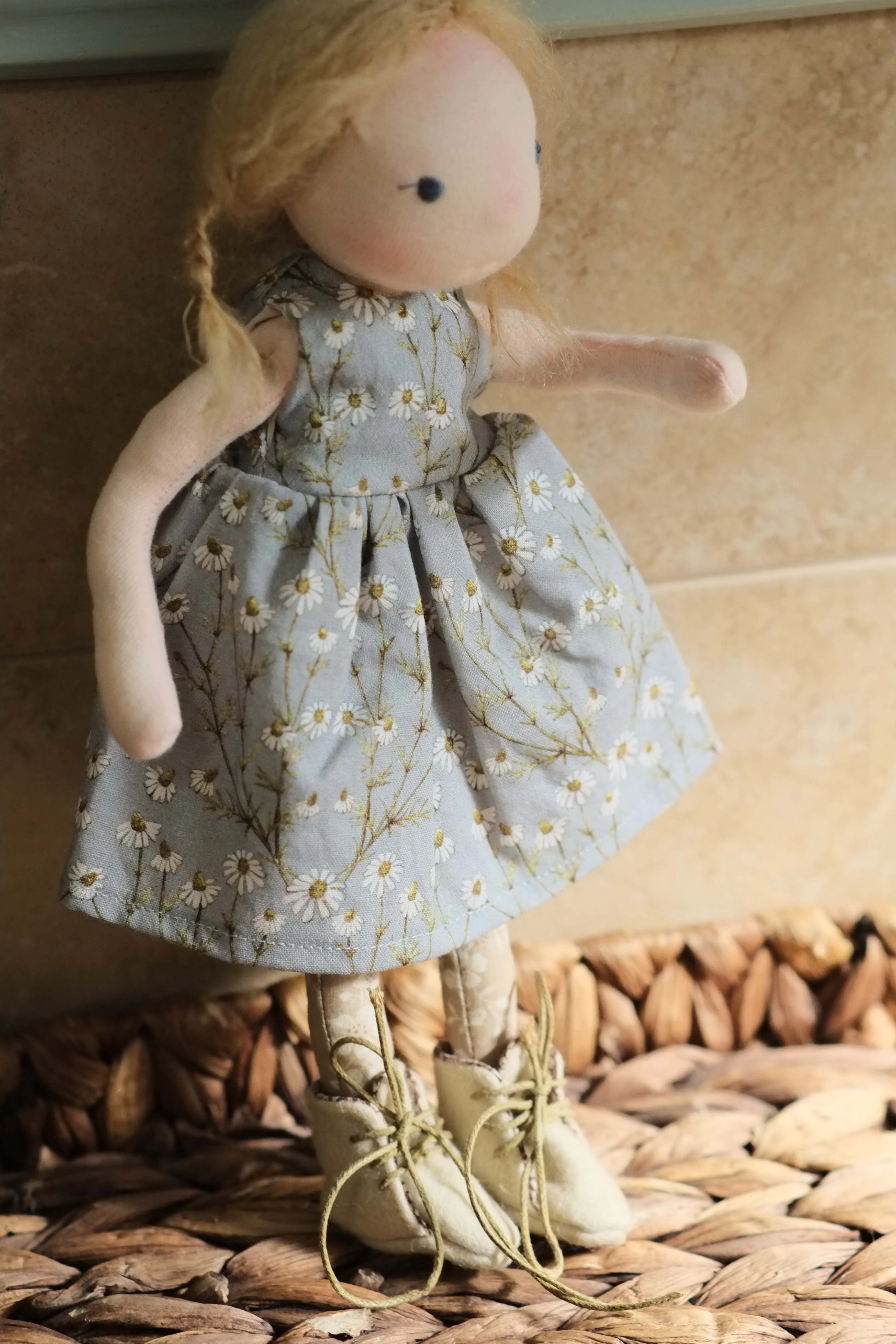 Doll Boots | Tan Wool w/ Brown Floral
