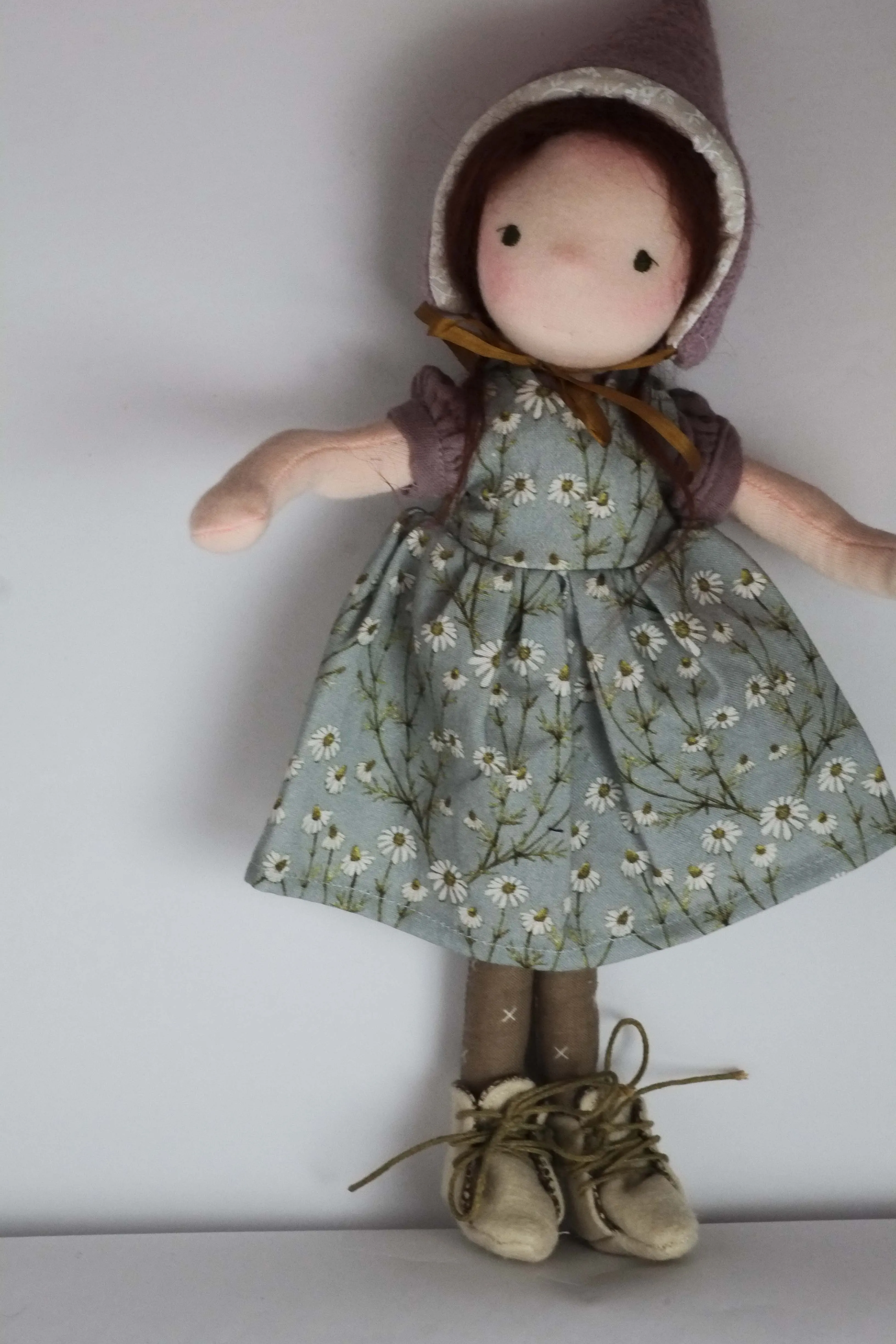 Doll Boots | Tan Wool w/ Brown Floral