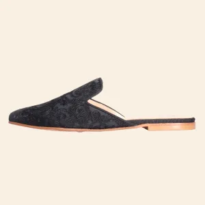ESE553NER - Ladies Baroque Fabric Slip-On in Nero
