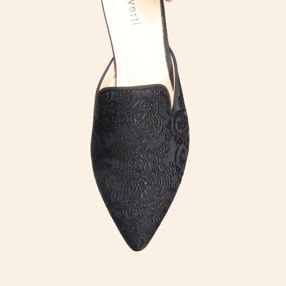ESE553NER - Ladies Baroque Fabric Slip-On in Nero