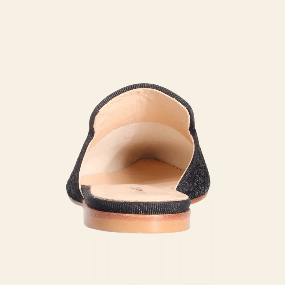 ESE553NER - Ladies Baroque Fabric Slip-On in Nero