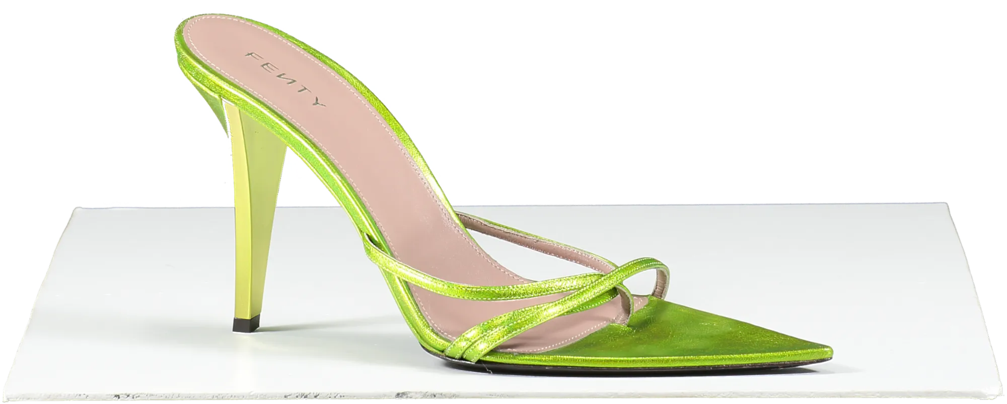 Fenty Metallic Green  T Heel Multi Straps Sandals 105 UK 6 EU 39 👠