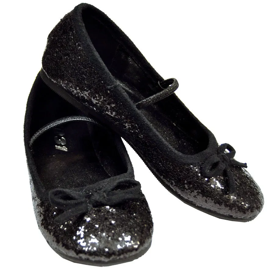 Flat Ballet Glitter Ch Bk Med  Costume Accessories