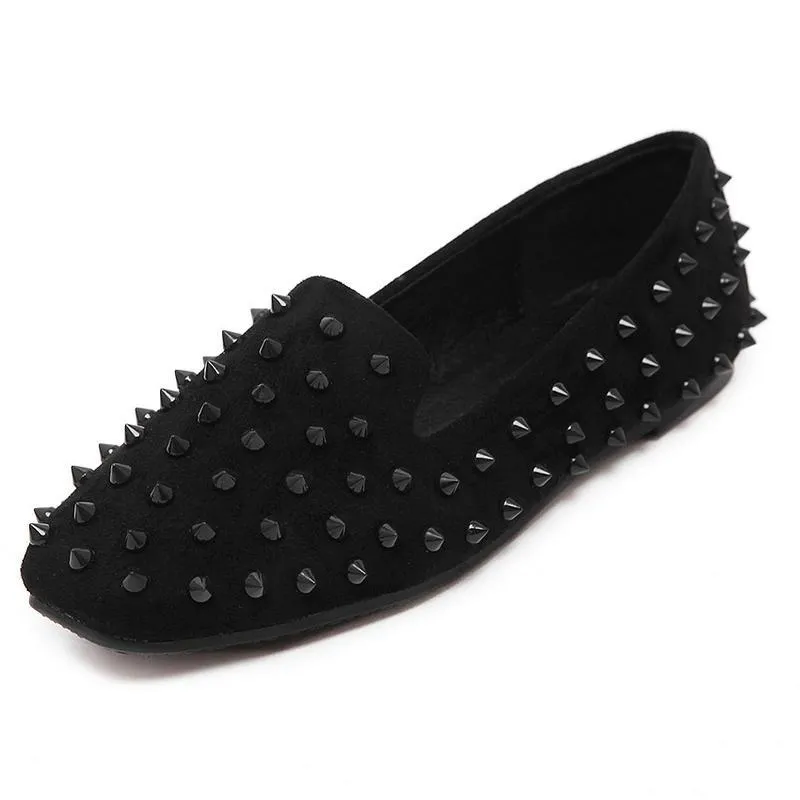 Flat Shoes Women Rivets Shoes Woman Casual Square Toe Flats Loafers