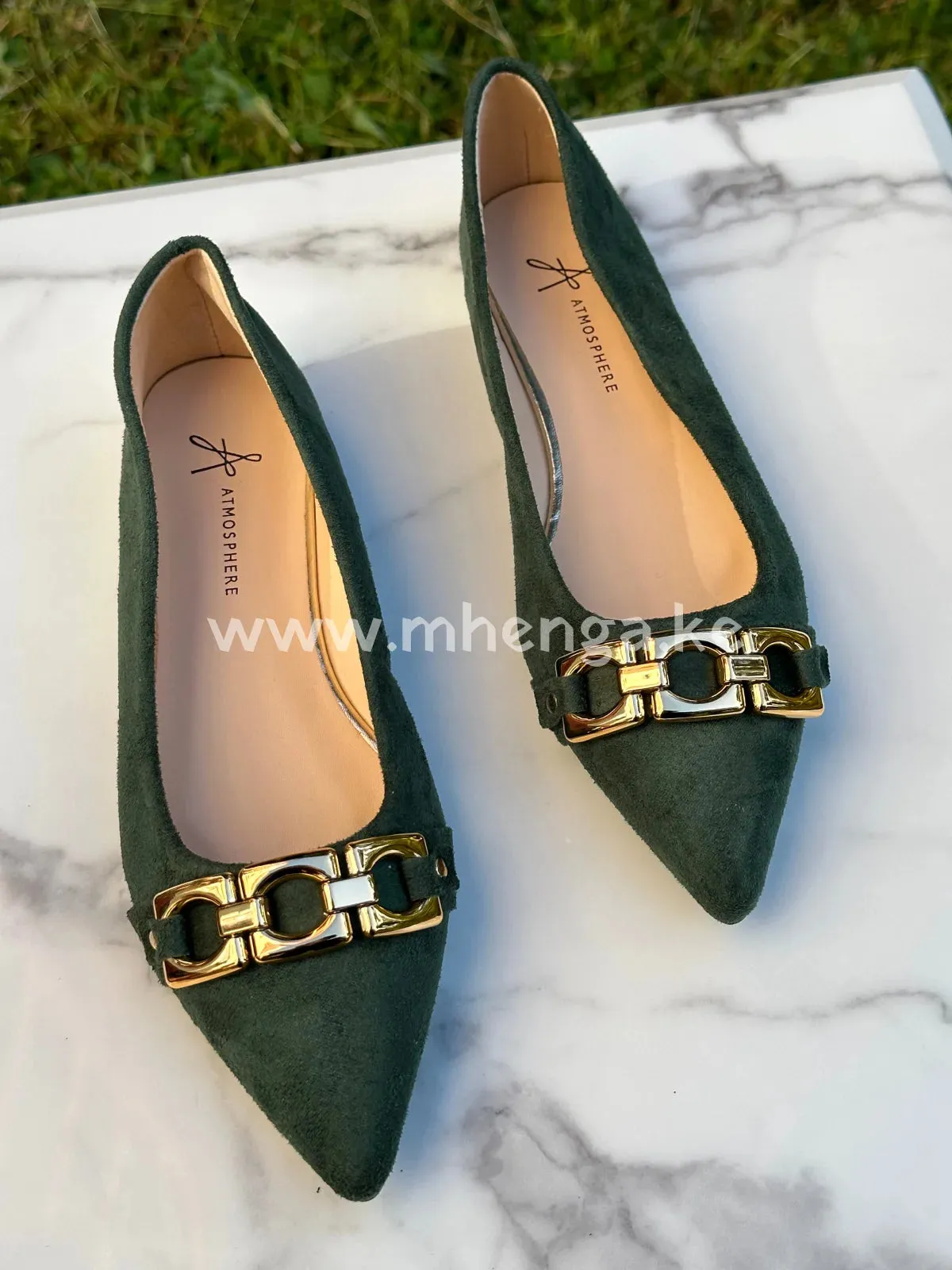 Flats Gold classy Buckle shoe , women shoes