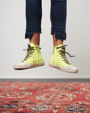 francy penstar canvas sneaker - fluo yellow/white/silver