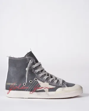 francy penstar canvas upper suede star star band list golden goose signature - charcoal grey/ice/red