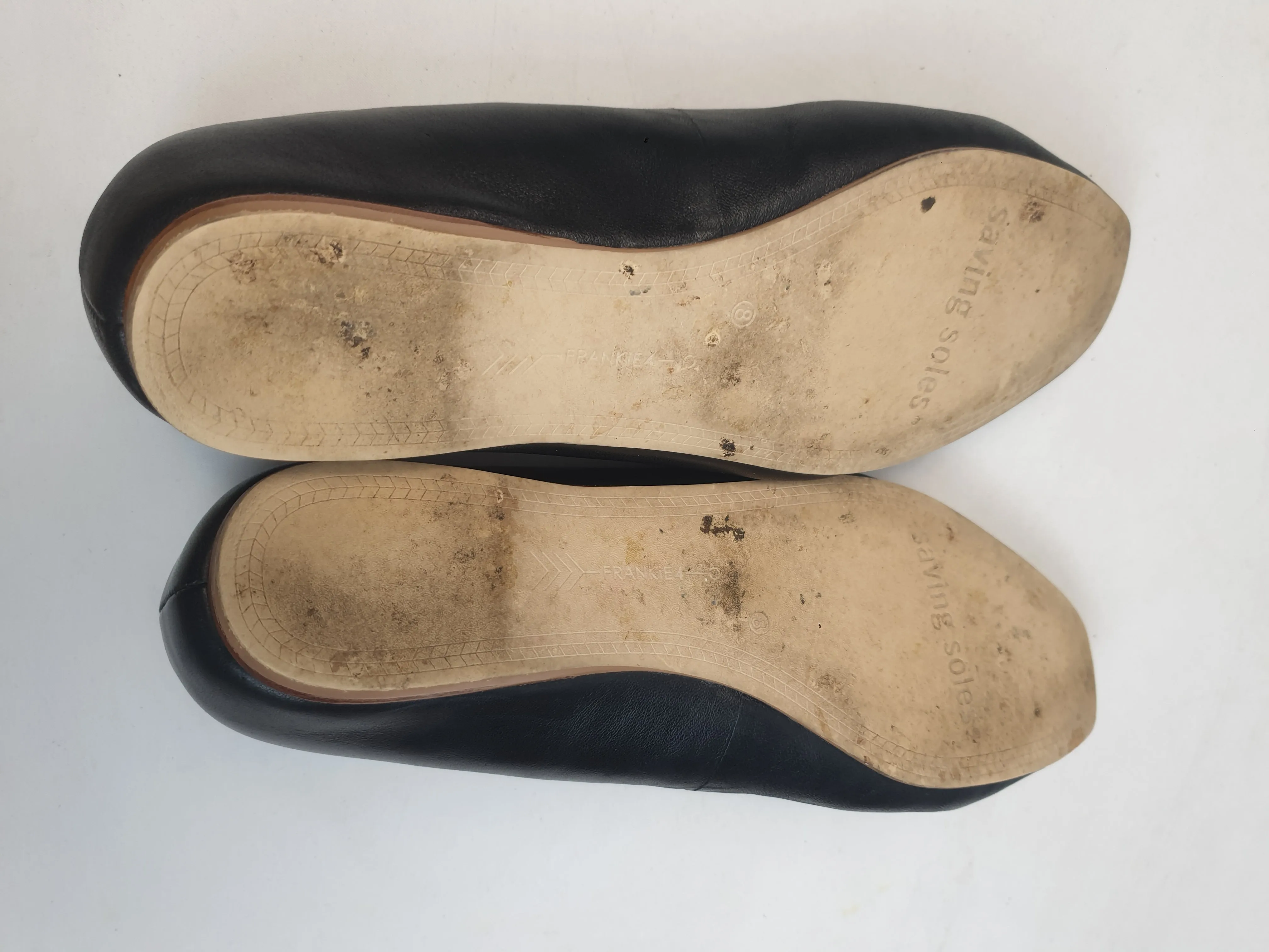 Frank!e 4 black slip on shoes with small hidden wedge heel size 8