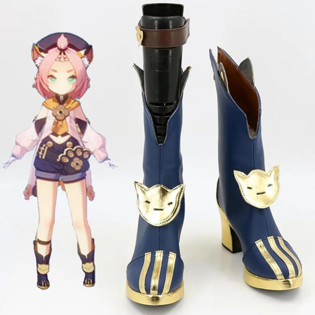 Genshin Impact Diona  Cosplay Shoes Boots Halloween Costumes Accessory Custom Made