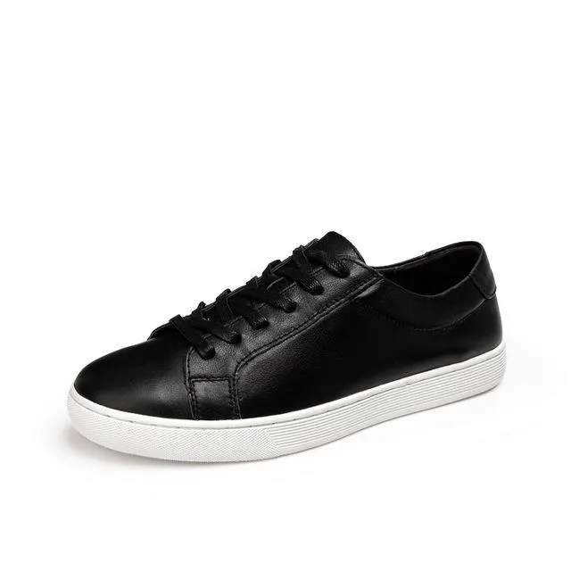Genuine Leather Women Flats White Soft Soled Pointed Toy Preppy Style Lace Up shoes