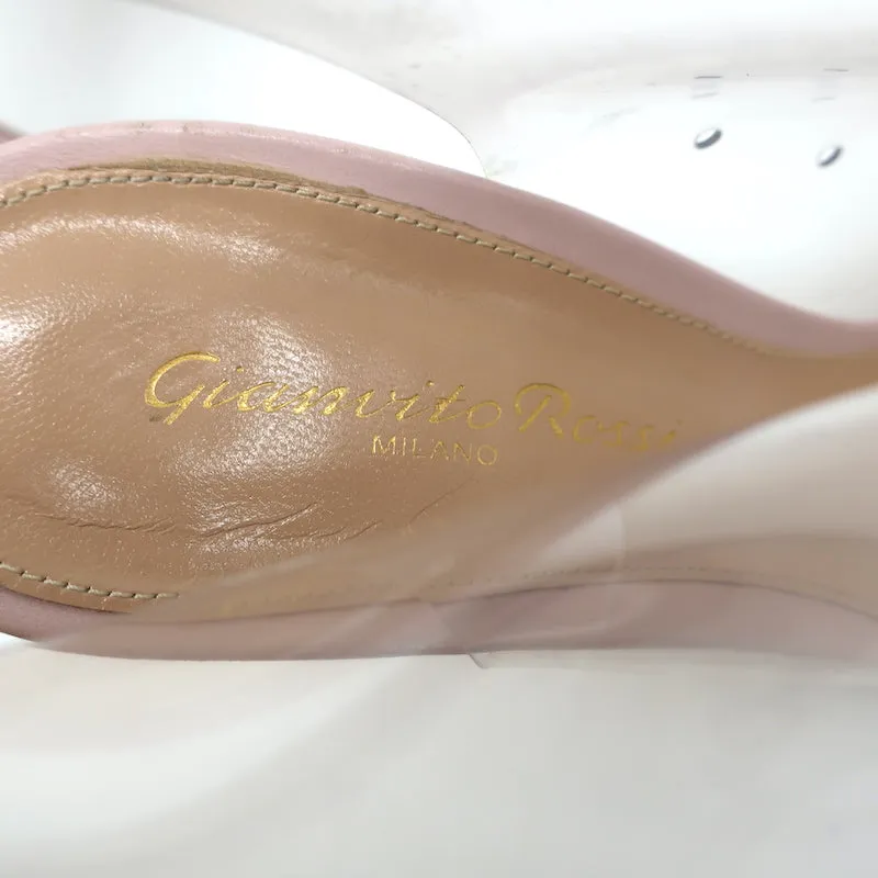 Gianvito Rossi Helmut Plexi Lace-Up Booties PVC & Blush Leather Size 39