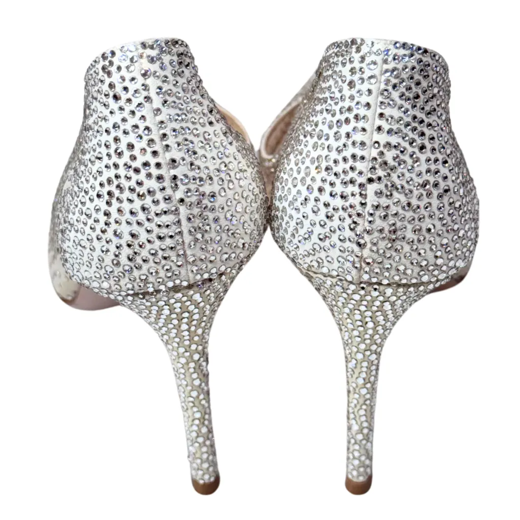 Gianvito Rossi Rania Rhinestone Crystal White Mesh Pumps, 39.5
