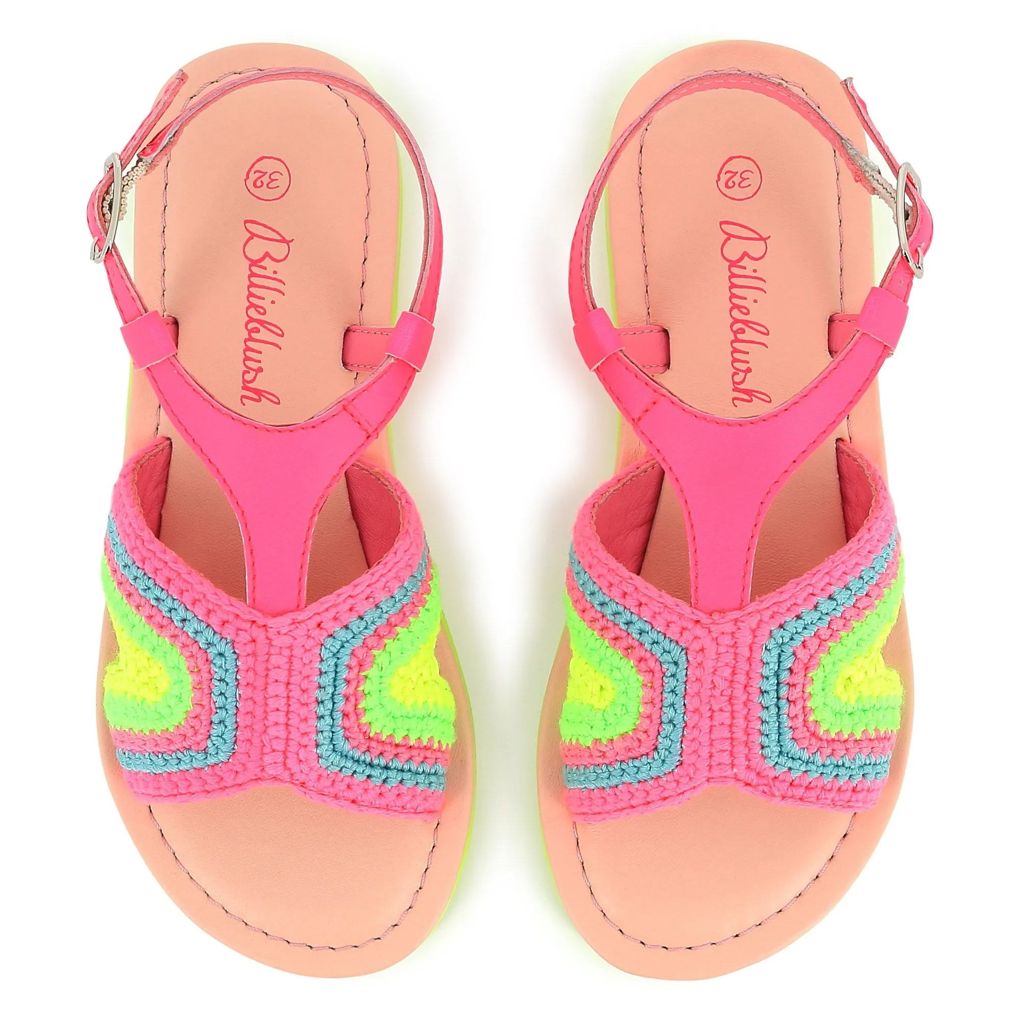 Girls Pink Crochet Sandals