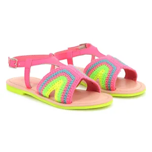 Girls Pink Crochet Sandals