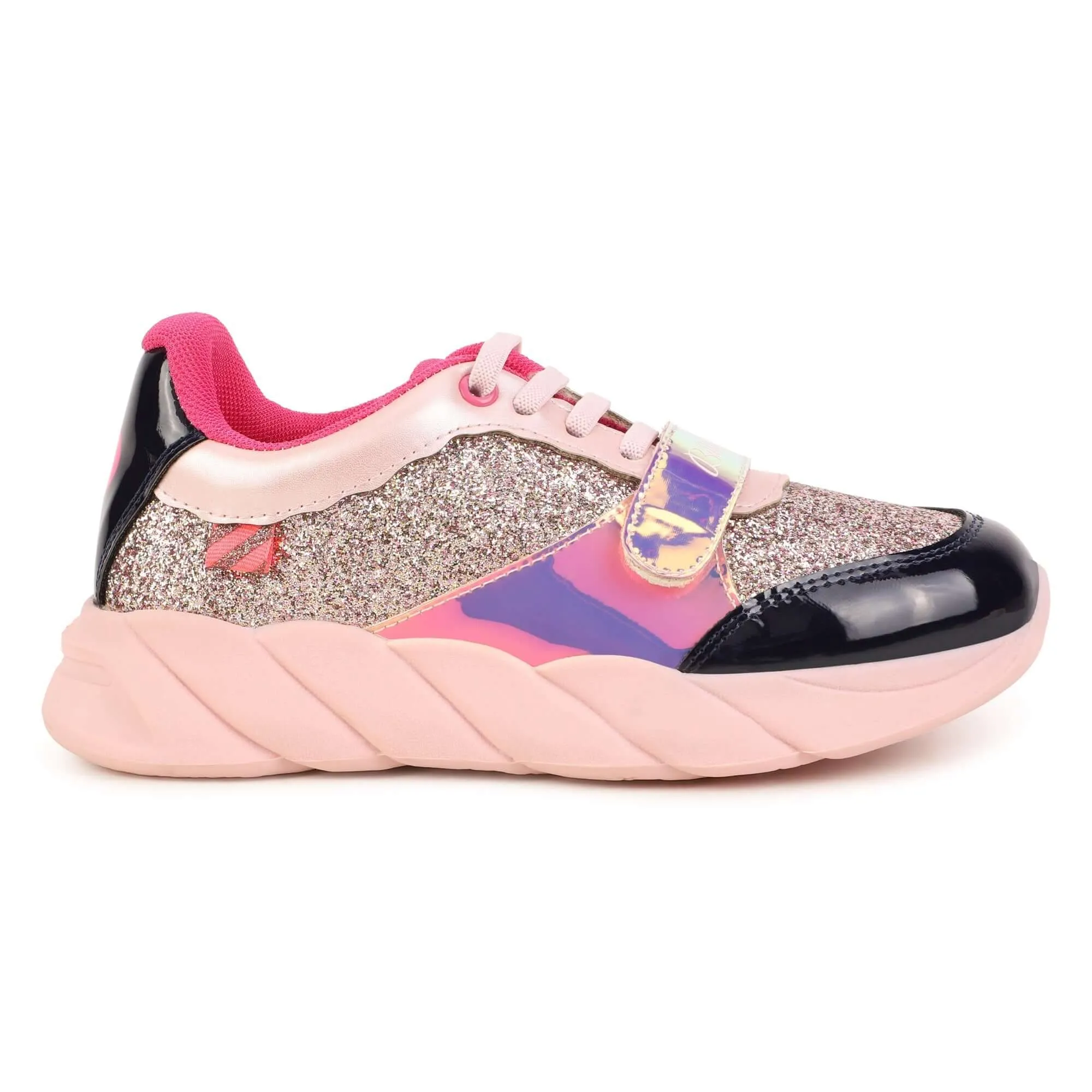 Girls Pink Glitter Trainers
