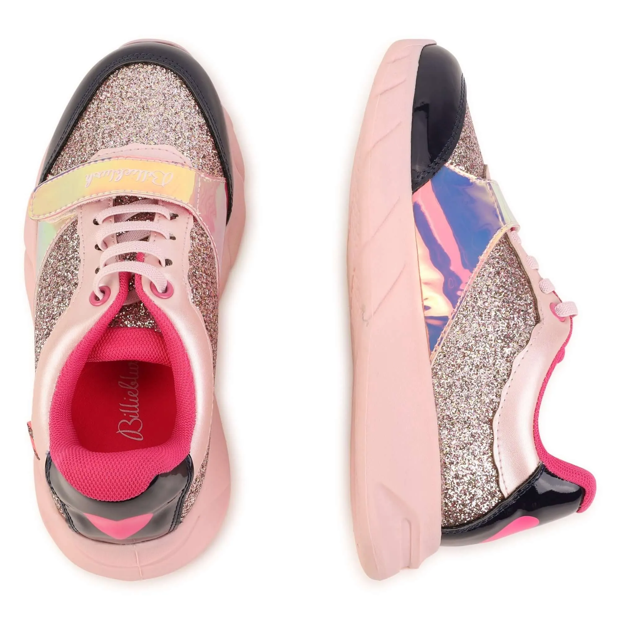 Girls Pink Glitter Trainers