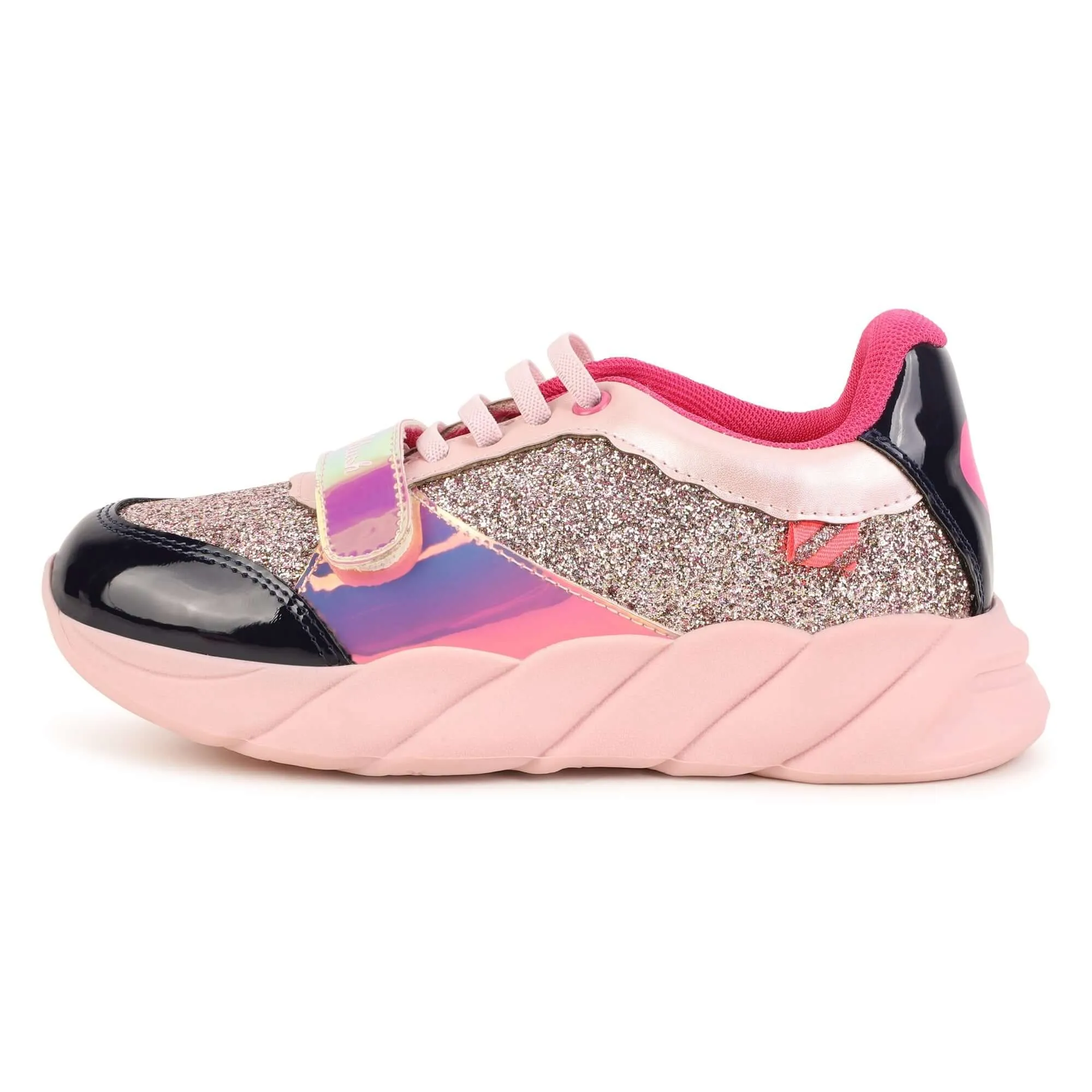 Girls Pink Glitter Trainers