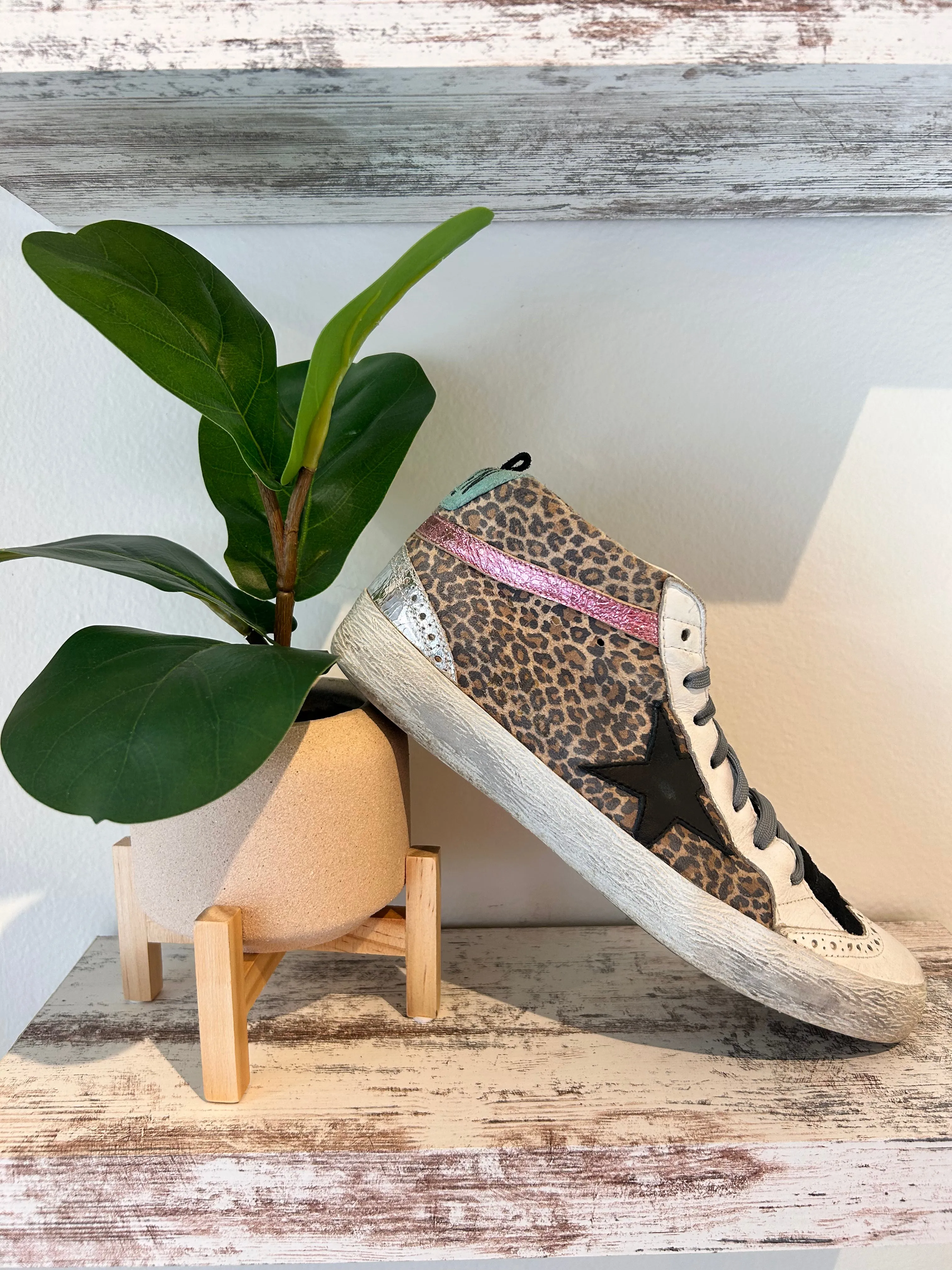 Golden Goose Shoes, Leopard Midstar High-Top Sneakers (size 39)