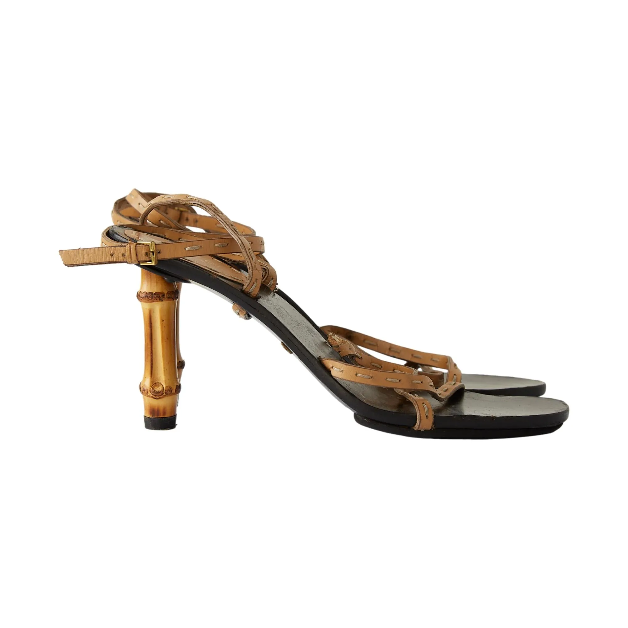 Gucci Black   Tan Bamboo Heels