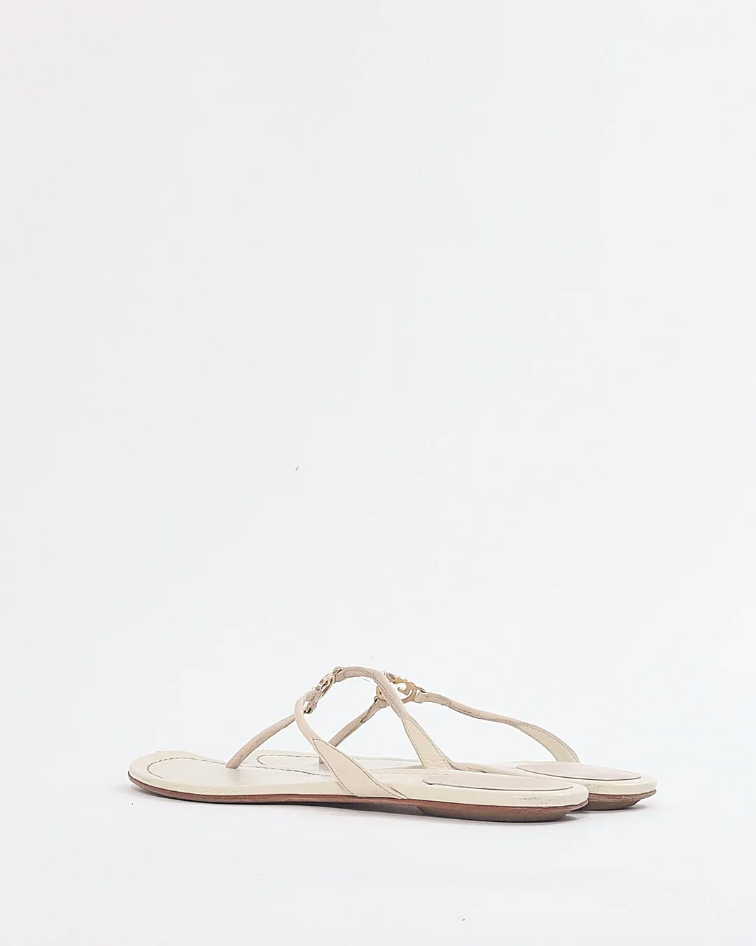 Gucci Cream Leather GG Interlocking Sandal - 38