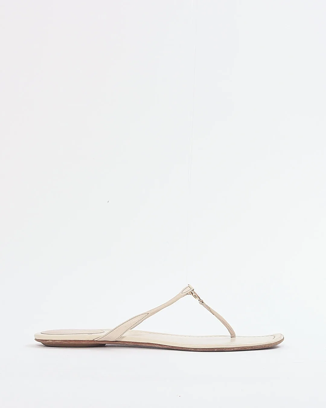Gucci Cream Leather GG Interlocking Sandal - 38