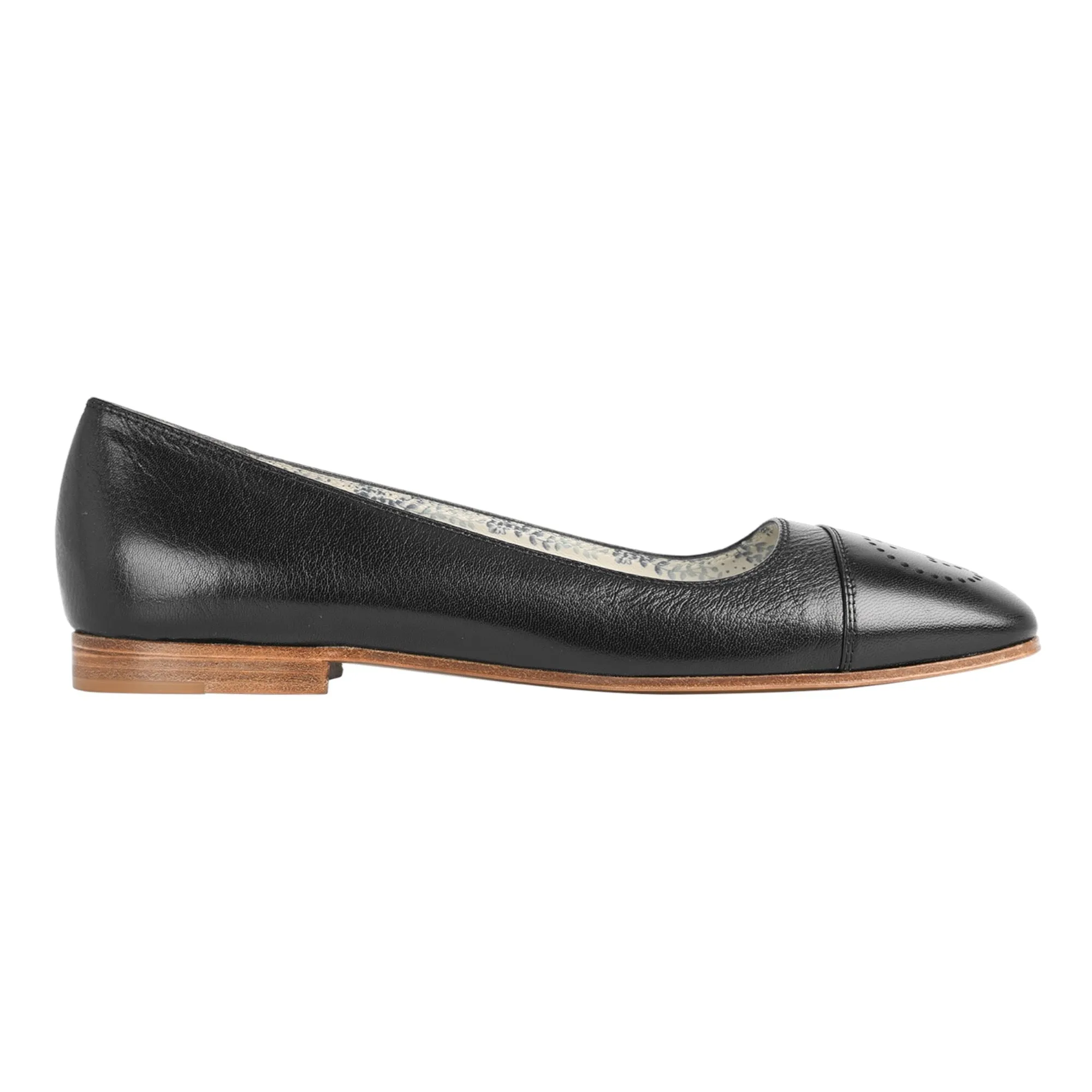 Gucci Shoes, Black Goatskin Perforated GG Flats (size 38.5)