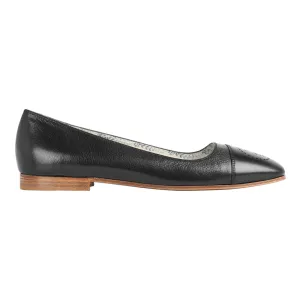 Gucci Shoes, Black Goatskin Perforated GG Flats (size 38.5)