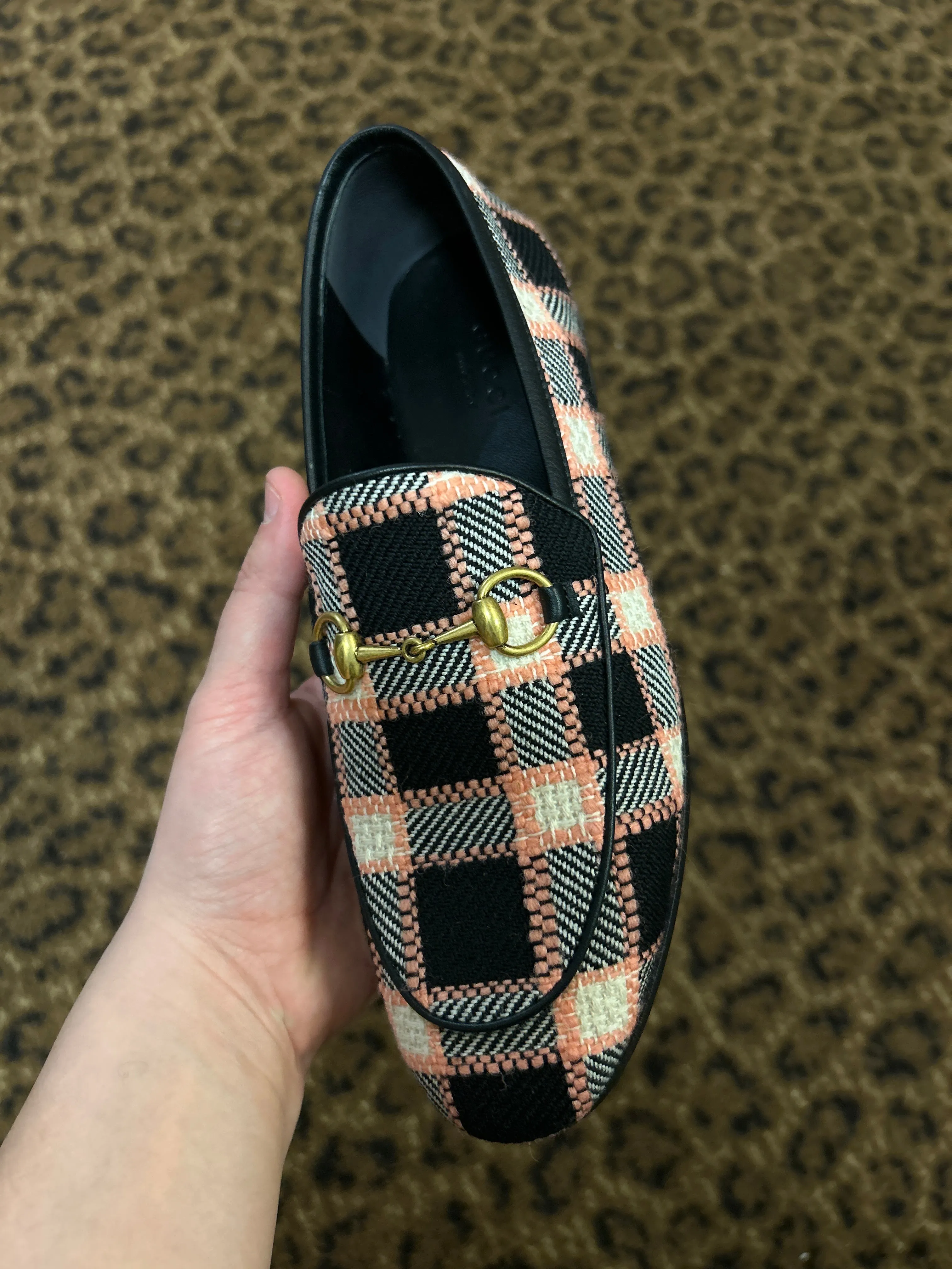 Gucci Shoes, Tweed Check Horsebit Jordaan Loafers (size 36)