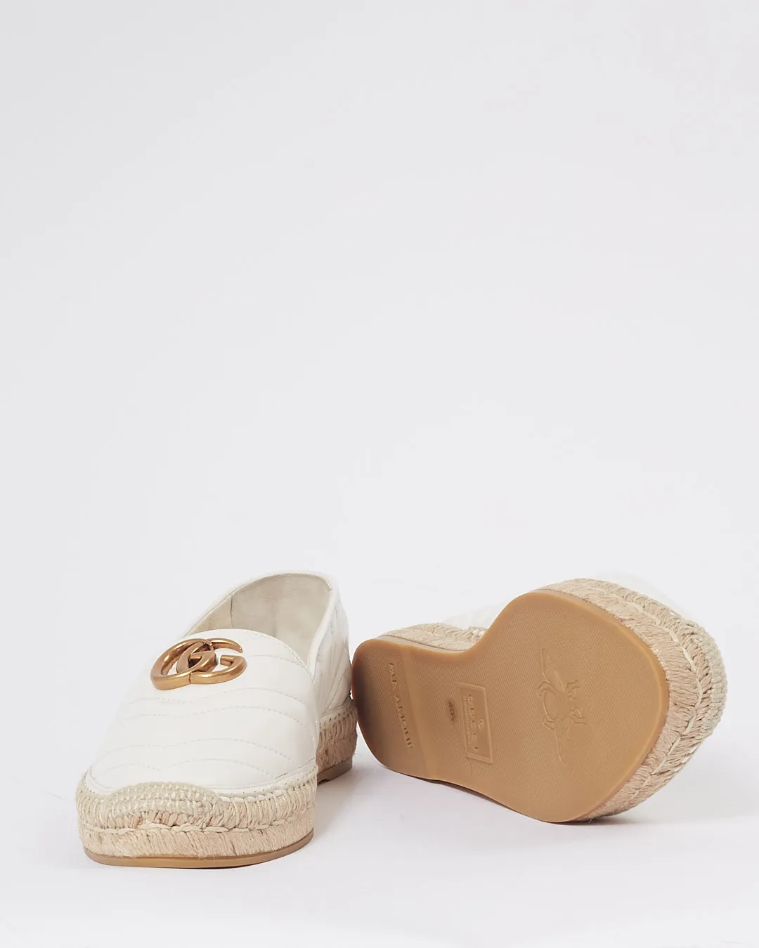 Gucci White Chevron Matelasse GG Marmont Espadrilles - 40.5