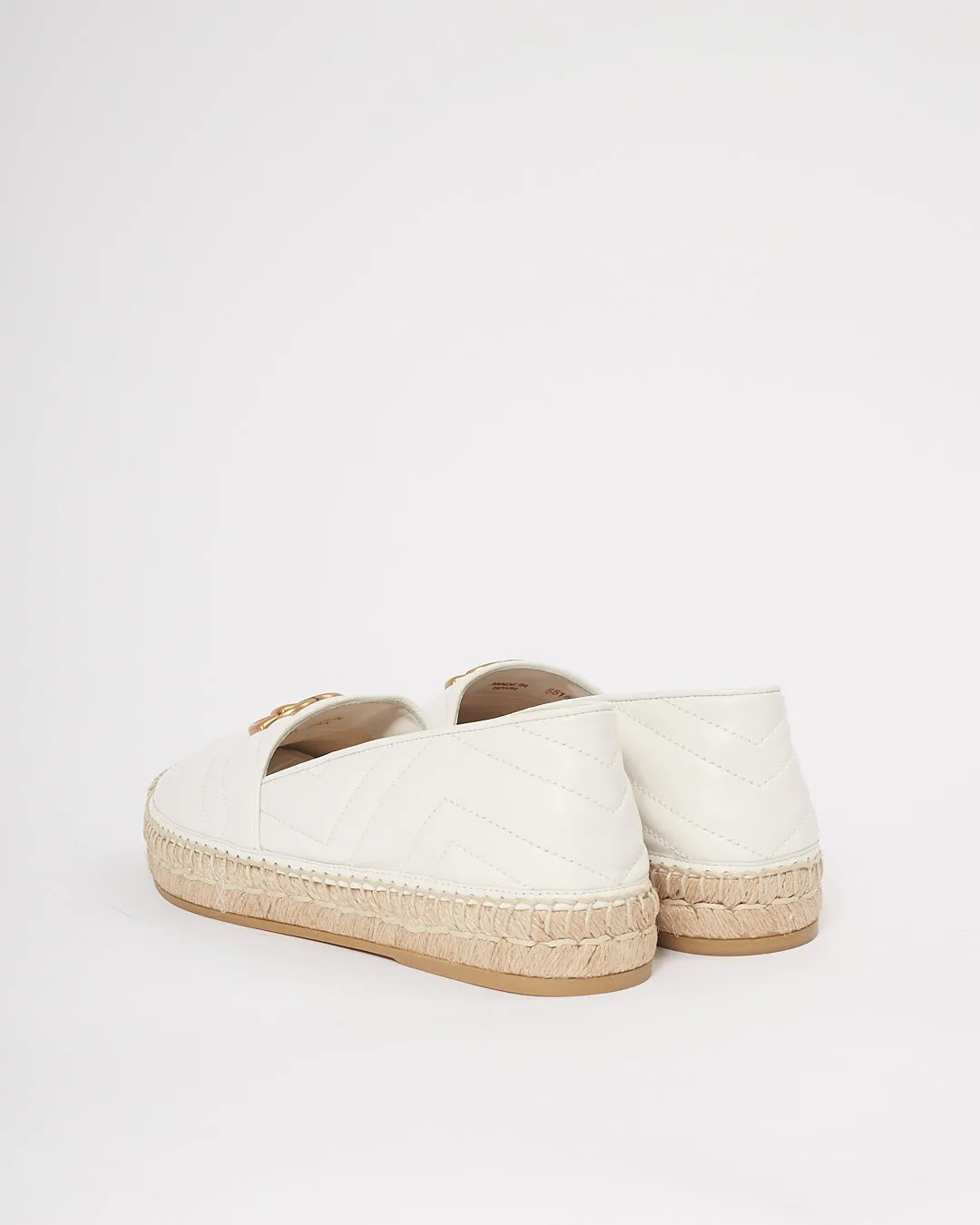 Gucci White Chevron Matelasse GG Marmont Espadrilles - 40.5