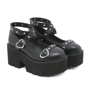 Harajuku Dolly Heart Strap High-heeled Shoes