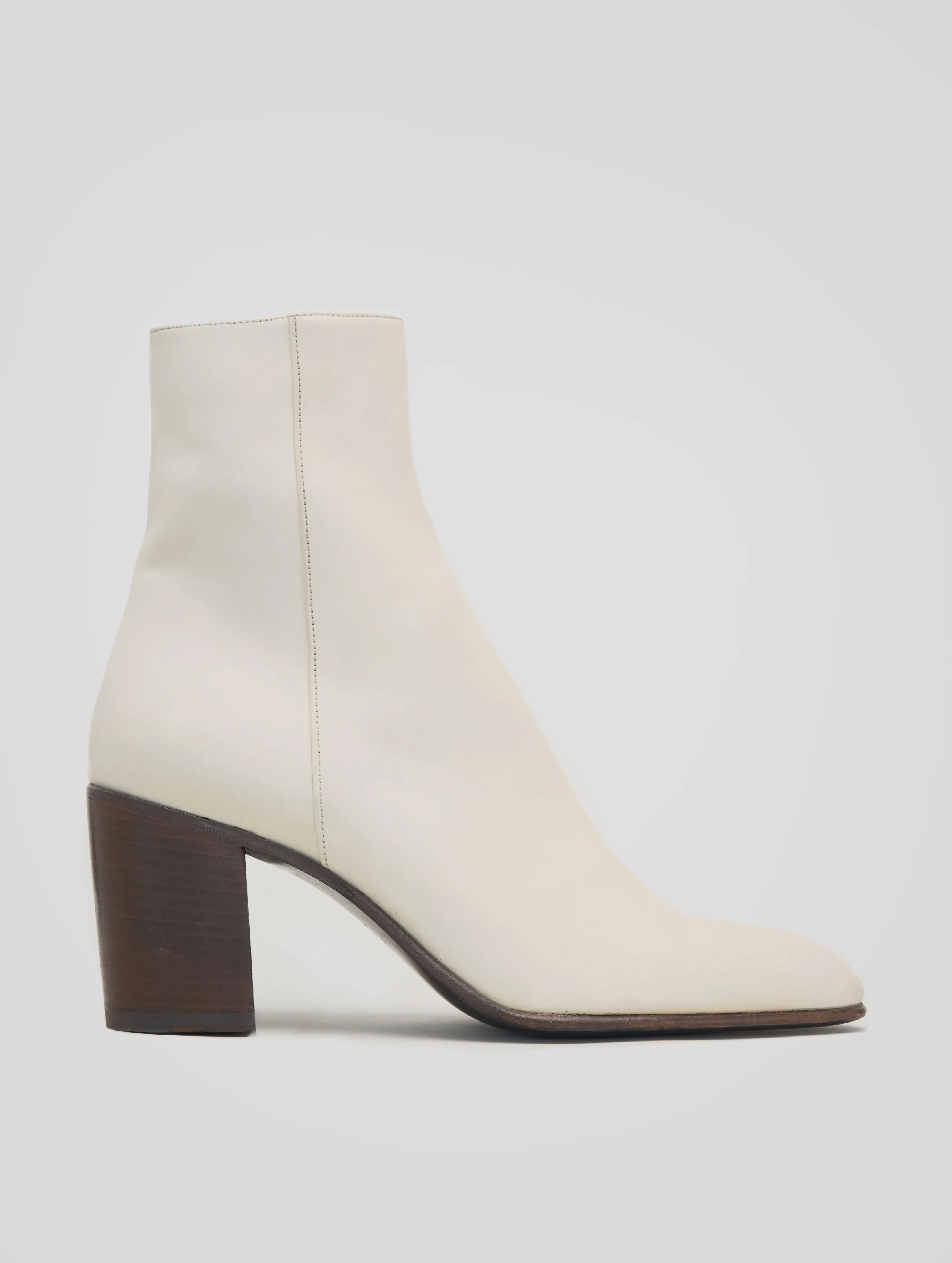 JANIS 80MM ANKLE BOOT IN IVORY CALFSKIN