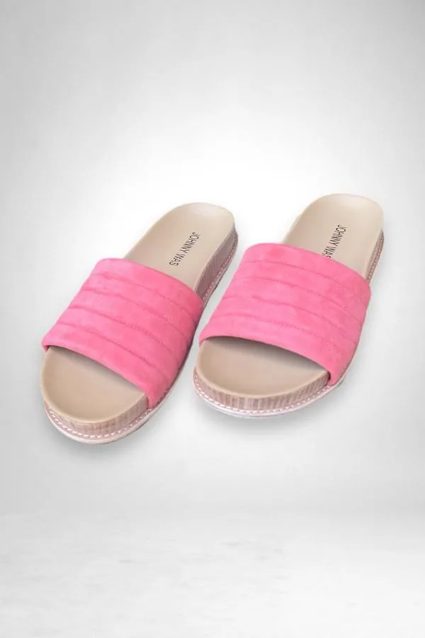 Johnny Was Coral/Cream Solid Stitch Slip On Suede Sandal Boho Chic JWS3022