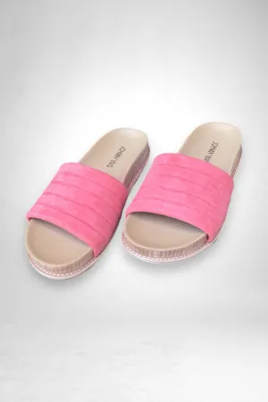 Johnny Was Coral/Cream Solid Stitch Slip On Suede Sandal Boho Chic JWS3022