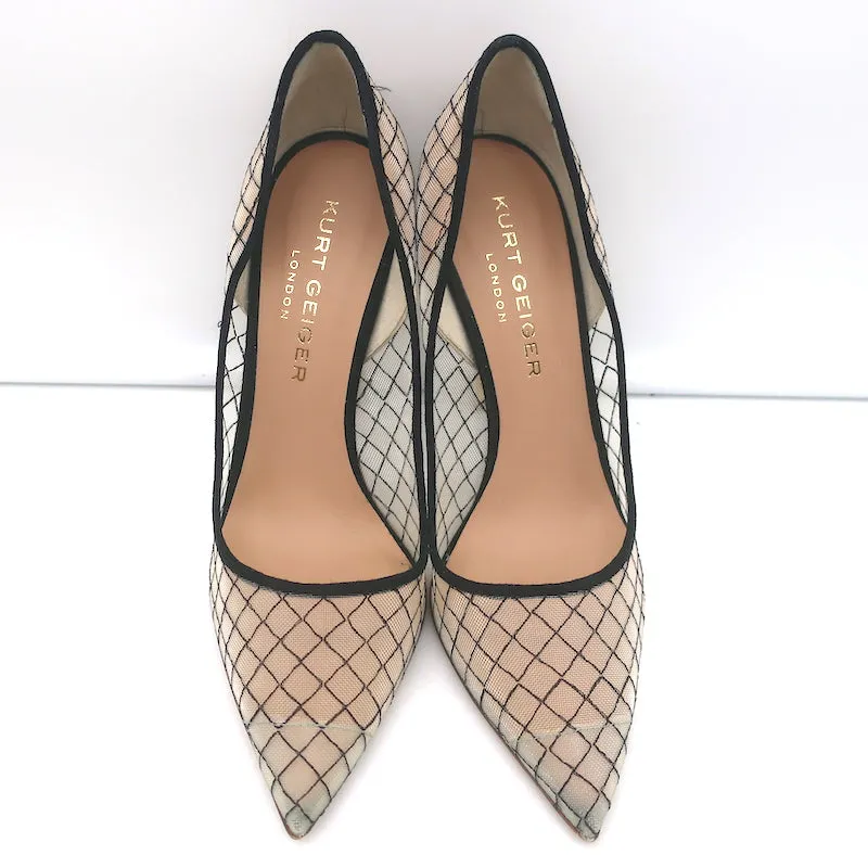 Kurt Geiger Britton Mesh Pumps Nude Size 37.5 Pointed Toe Heels