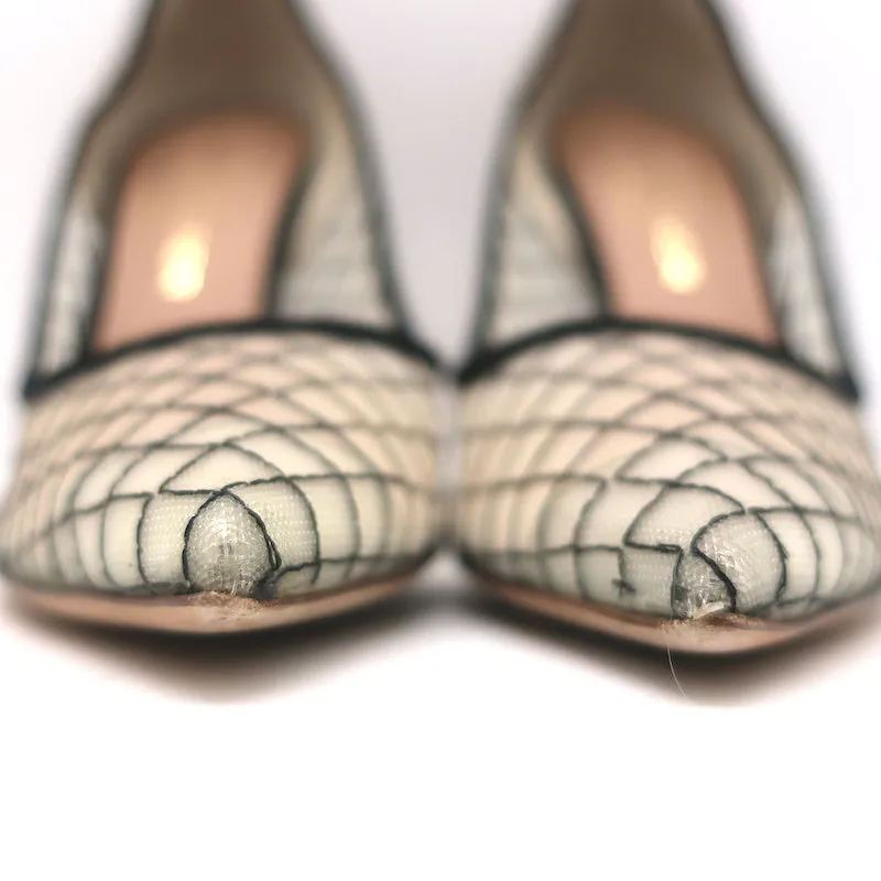 Kurt Geiger Britton Mesh Pumps Nude Size 37.5 Pointed Toe Heels