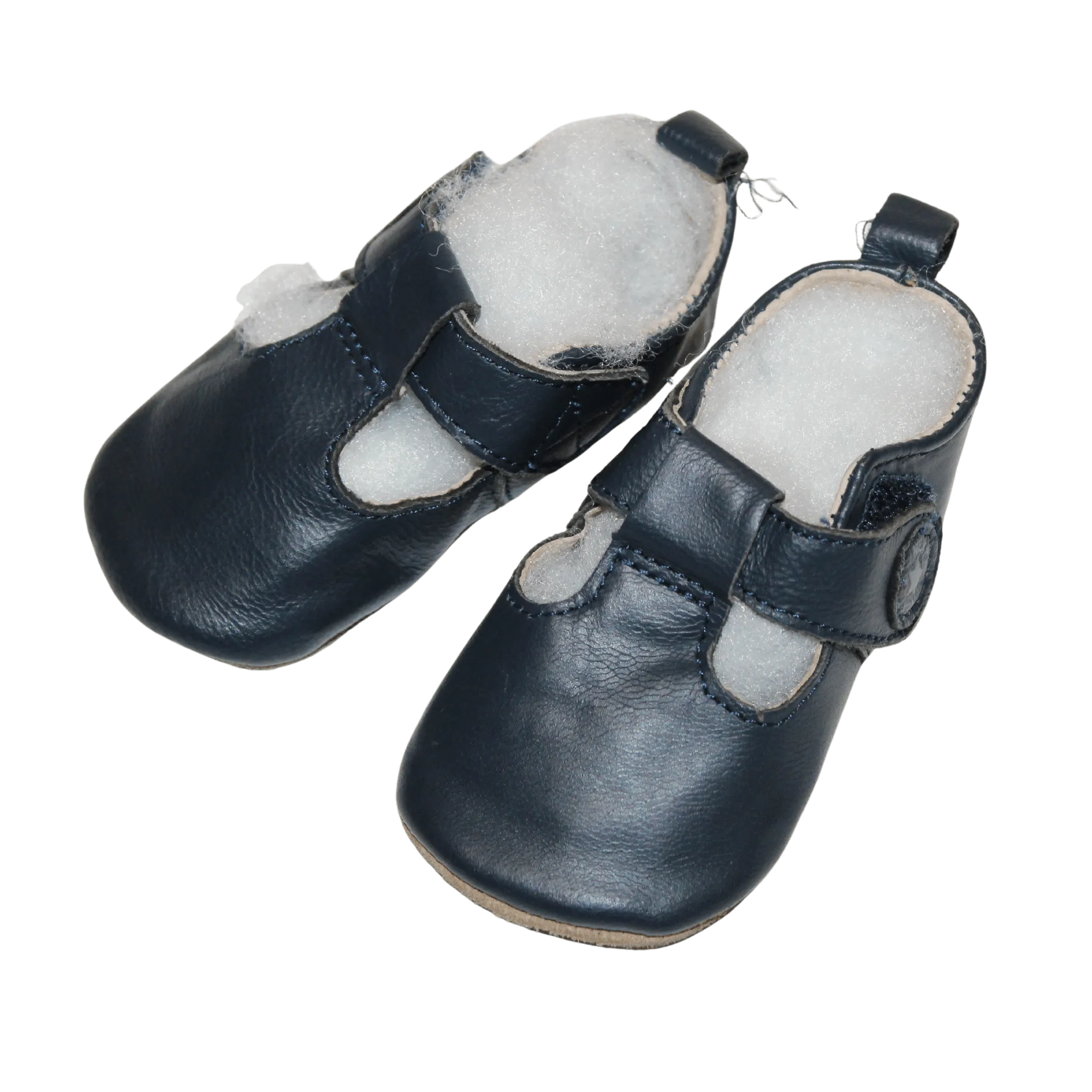 Leather Navy T Bar Shoes