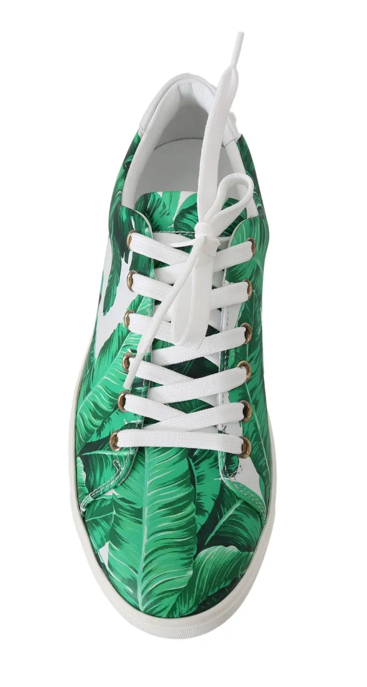 Leather White Green Banana Sneakers