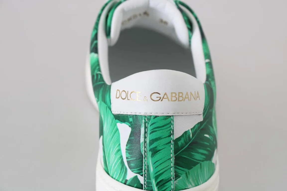 Leather White Green Banana Sneakers